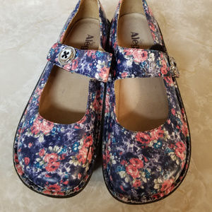 Alegria Paloma red and blue floral Mary Jane shoes